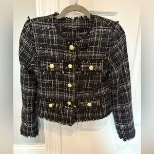 Central Park West Black and White Plaid Blazer in excellent condition